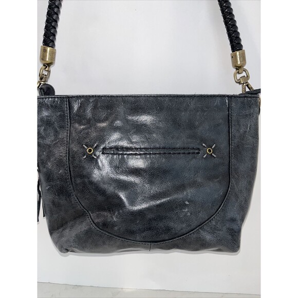 The Sak Indio Black Vintage Finish Leather Hobo Boho Shoulder Bag‎ Charm Braided - Picture 2 of 15